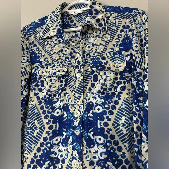 CAbi Jewel Print Button Down Shirt Dress Kaleidoscope Geo Print Size Small - Picture 6 of 9